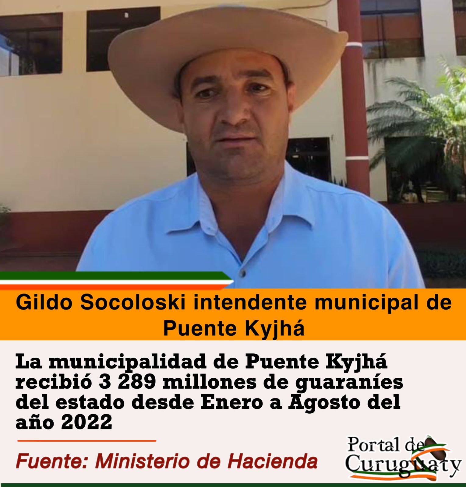 La municipalidad de Puente Kyjhá ya recibió 3 289 millones de guaraníes del estado desde Enero a Agosto del año 2022