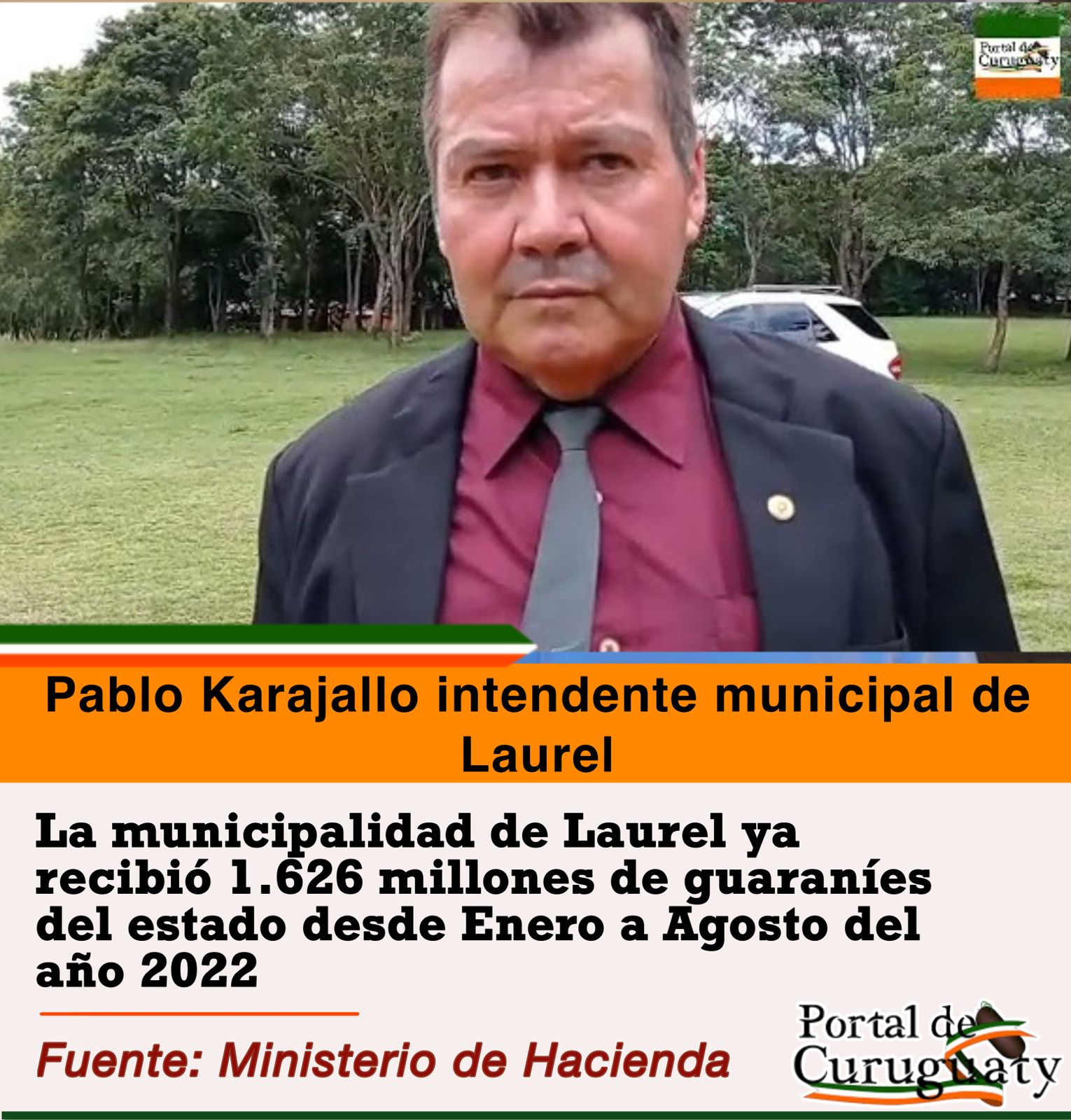 La municipalidad de Laurel ya recibió 1.626 millones de guaraníes del Estado de Enero a Agosto de 2022