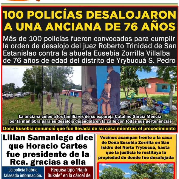100 policías esalojan a una anciana de 76 años en Yrybucuá
