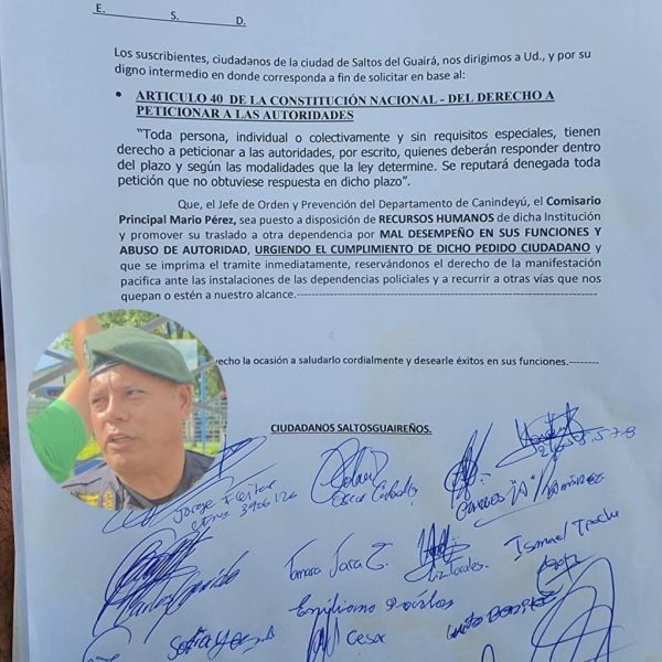 Exigen inmediata destitución del jefe de prevención de Canindeyú