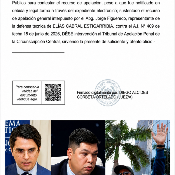 Fiscal Carlos Acuña no responde en tiempo y forma apelación de Elias Cabral